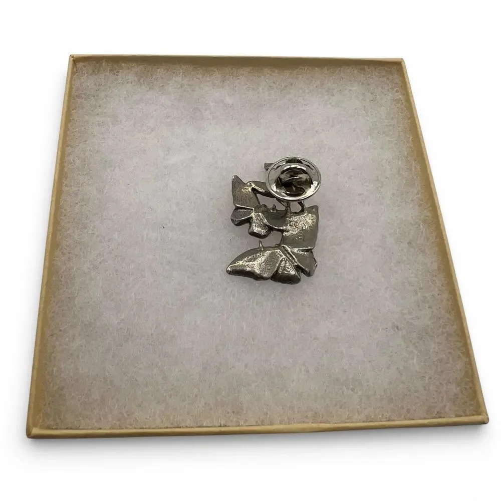 Vintage Pewter Four Butterfly Cluster Lapel Pin